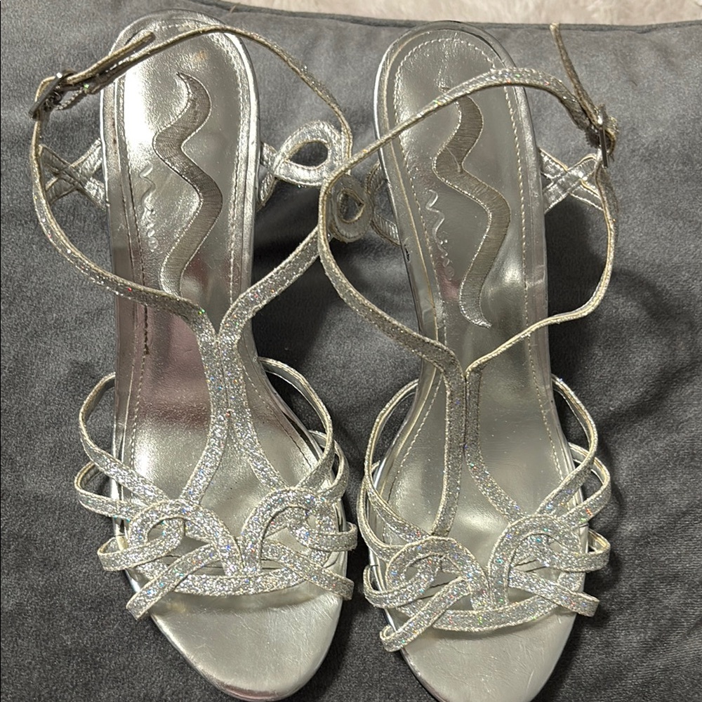 Elegant Silver Strappy Sandals